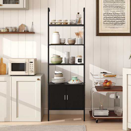 72.5 Inch Tall Bookshelf with Cabinet Anti-Tipping Kits and Metal Frame-Black LuxuryLifeWay Online Store