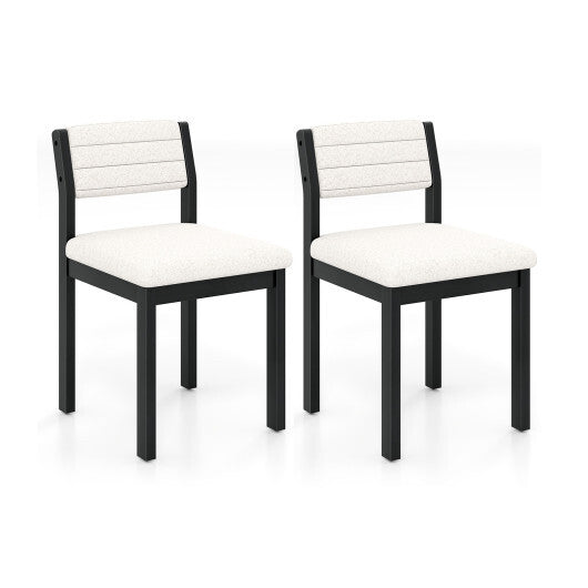 Set of 2 Dining Chairs Sherpa Upholstered Armless Chair with Wood Frame-White LuxuryLifeWay Online Store
