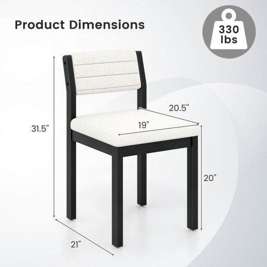Set of 2 Dining Chairs Sherpa Upholstered Armless Chair with Wood Frame-White LuxuryLifeWay Online Store