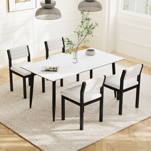 Set of 2 Dining Chairs Sherpa Upholstered Armless Chair with Wood Frame-White LuxuryLifeWay Online Store