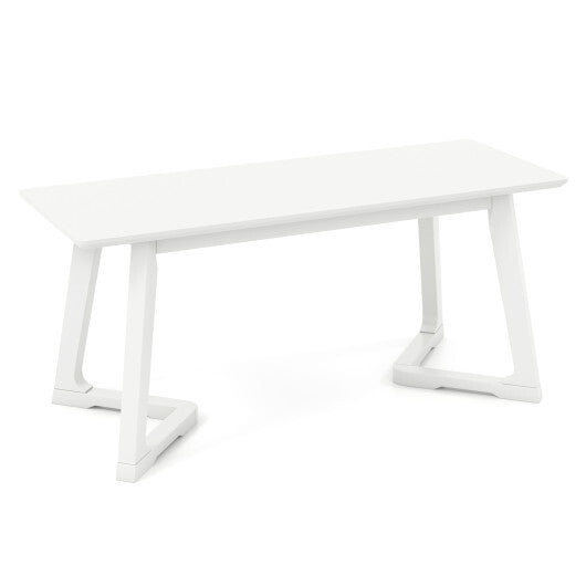 42 Inch Modern Entryway Bench Long Dining Bench with Rubber Wood Legs-White LuxuryLifeWay Online Store