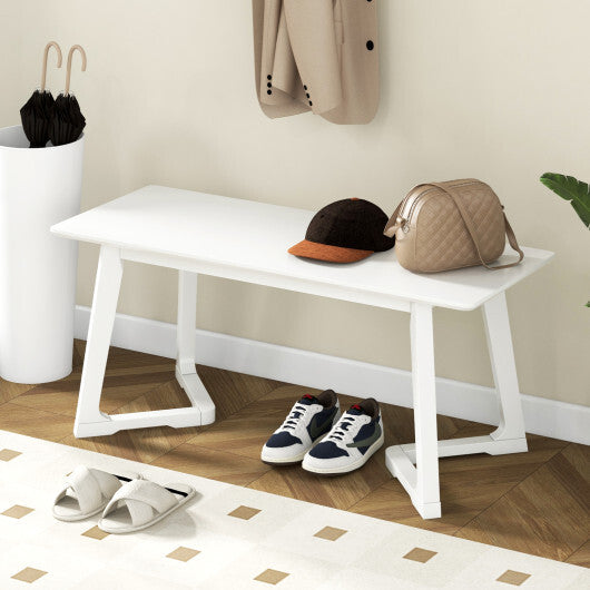 42 Inch Modern Entryway Bench Long Dining Bench with Rubber Wood Legs-White LuxuryLifeWay Online Store
