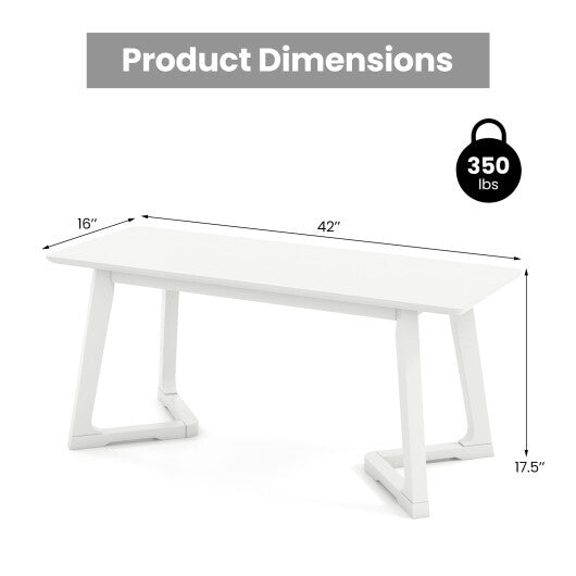 42 Inch Modern Entryway Bench Long Dining Bench with Rubber Wood Legs-White LuxuryLifeWay Online Store
