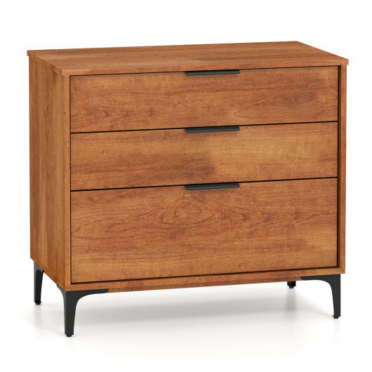 3 Drawer Dresser with Interlock System for Bedroom Living Room-Cherry