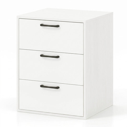3 Drawer Nightstand with Wood Grain Finish and Storage for Living Room Bedroom Study-White LuxuryLifeWay Online Store