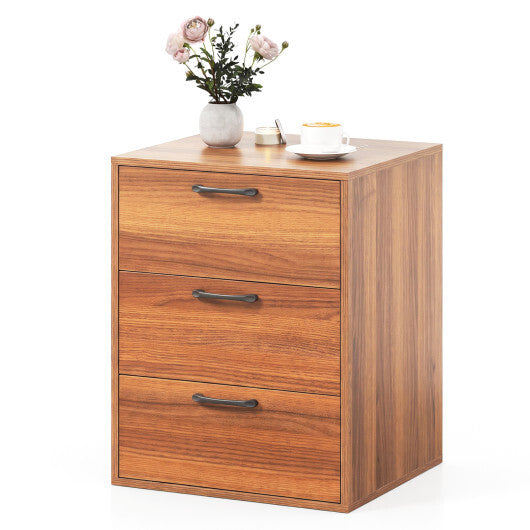 3 Drawer Nightstand with Wood Grain Finish and Storage for Living Room Bedroom Study-White LuxuryLifeWay Online Store