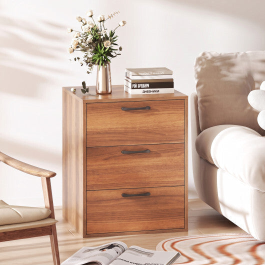 3 Drawer Nightstand with Wood Grain Finish and Storage for Living Room Bedroom Study-White LuxuryLifeWay Online Store