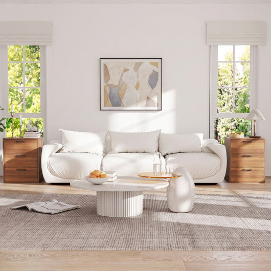 3 Drawer Nightstand with Wood Grain Finish and Storage for Living Room Bedroom Study-White LuxuryLifeWay Online Store