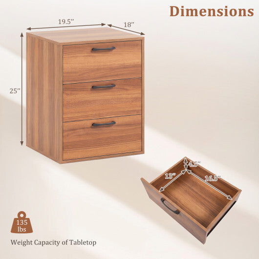 3 Drawer Nightstand with Wood Grain Finish and Storage for Living Room Bedroom Study-White LuxuryLifeWay Online Store