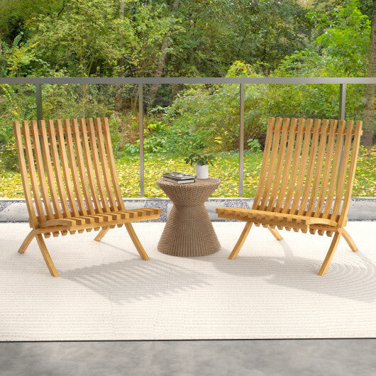 Folding Teak Wood Outdoor Lounge Chair with Slatted Seat and Backrest LuxuryLifeWay Online Store