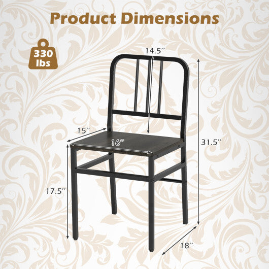 Dining Chairs Set of 4 with Slatted Backrest & Metal Frame and Wooden Seat-Rustic Brown LuxuryLifeWay Online Store