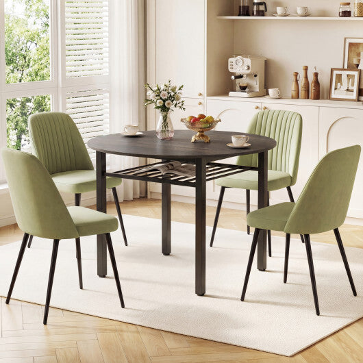 40" Round Kitchen Table with Storage Shelf and Metal Frame for 4 People-Gray