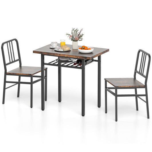 3-Piece Dining Table Set with Rectangular Kitchen Table and 2 Chairs-Rustic Brown LuxuryLifeWay Online Store