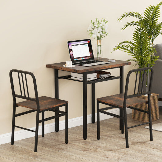 3-Piece Dining Table Set with Rectangular Kitchen Table and 2 Chairs-Rustic Brown LuxuryLifeWay Online Store