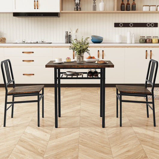 3-Piece Dining Table Set with Rectangular Kitchen Table and 2 Chairs-Rustic Brown LuxuryLifeWay Online Store
