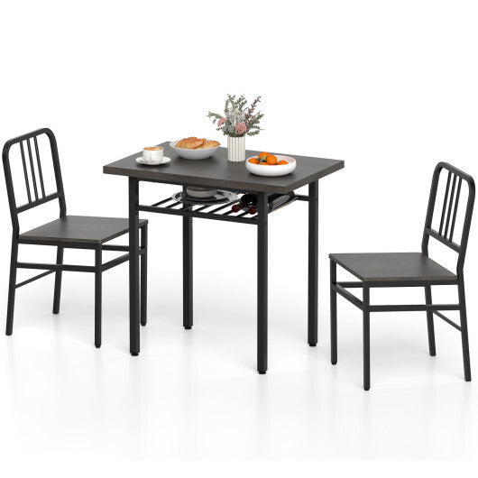 3-Piece Dining Table Set with Rectangular Kitchen Table and 2 Chairs-Rustic Brown LuxuryLifeWay Online Store