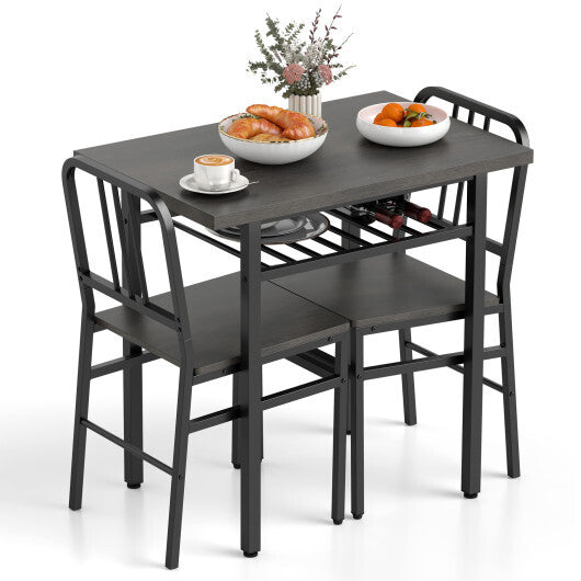 3-Piece Dining Table Set with Rectangular Kitchen Table and 2 Chairs-Rustic Brown LuxuryLifeWay Online Store