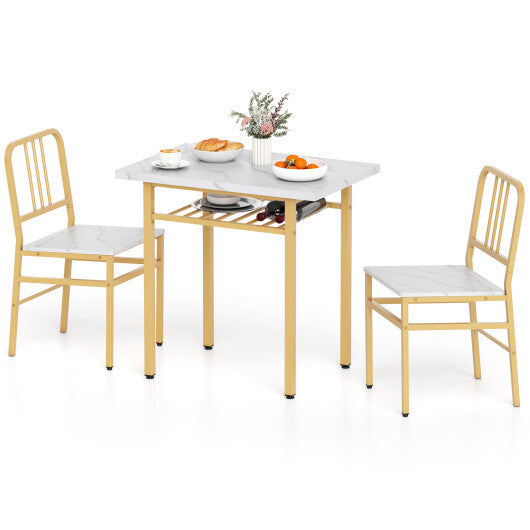 3-Piece Dining Table Set with Rectangular Kitchen Table and 2 Chairs-Rustic Brown LuxuryLifeWay Online Store