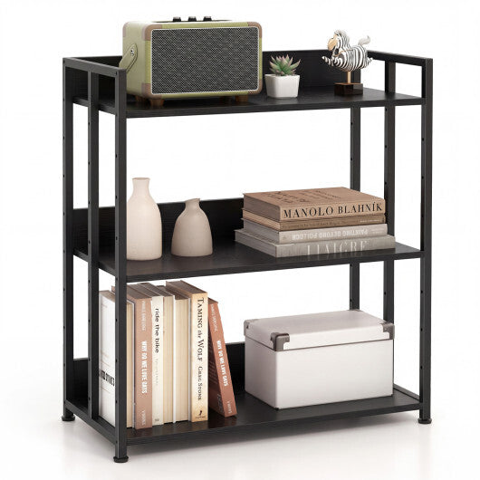 3-Tier Corner Bookshelf with Adjustable Shelves and Anti-Toppling Device for Study-Black LuxuryLifeWay Online Store