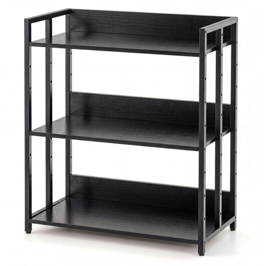 3-Tier Corner Bookshelf with Adjustable Shelves and Anti-Toppling Device for Study-Black LuxuryLifeWay Online Store