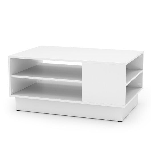 Modern Coffee Table with 2-Tier Open Storage Shelves-White LuxuryLifeWay Online Store