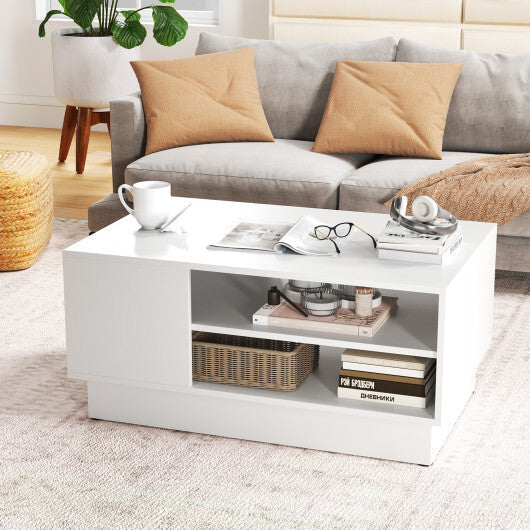 Modern Coffee Table with 2-Tier Open Storage Shelves-White LuxuryLifeWay Online Store