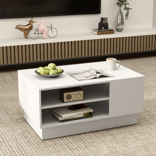 Modern Coffee Table with 2-Tier Open Storage Shelves-White LuxuryLifeWay Online Store