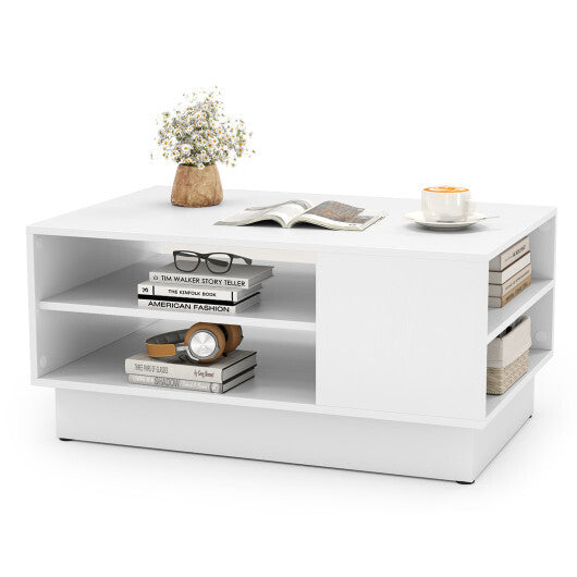 Modern Coffee Table with 2-Tier Open Storage Shelves-White LuxuryLifeWay Online Store
