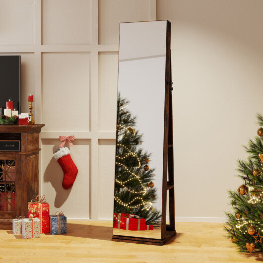 360 Swivel Jewelry Cabinet with Full Length Mirror-White LuxuryLifeWay Online Store