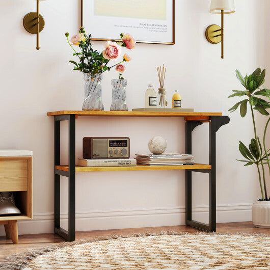 2-Tier Solid Teak Wood Bathroom Shelf with Towel Rack LuxuryLifeWay Online Store