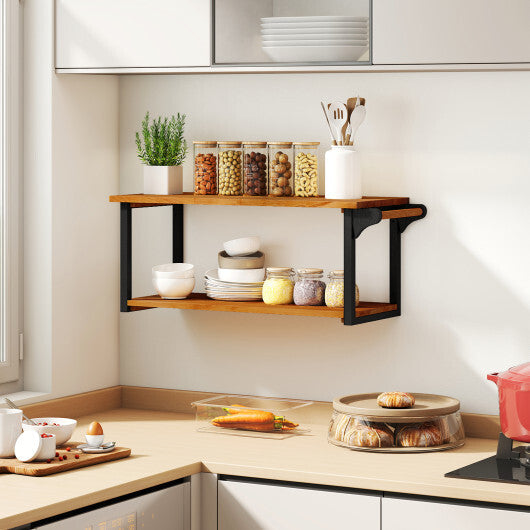 Teak Wood Wall Mounted Floating Shelves with Towel Bar LuxuryLifeWay Online Store