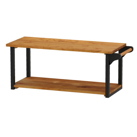 Teak Wood Wall Mounted Floating Shelves with Towel Bar LuxuryLifeWay Online Store