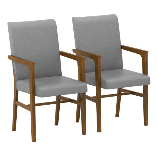 Upholstered Accent Chairs Set of 2 with High Back and Solid Wooden Frame-Gray LuxuryLifeWay Online Store