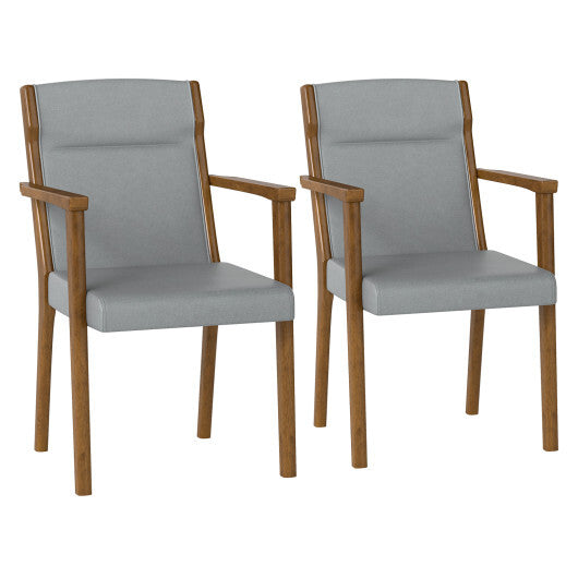 Upholstered Wooden Accent Chairs Set of 2 with High Back and Soft Cushion-Gray LuxuryLifeWay Online Store