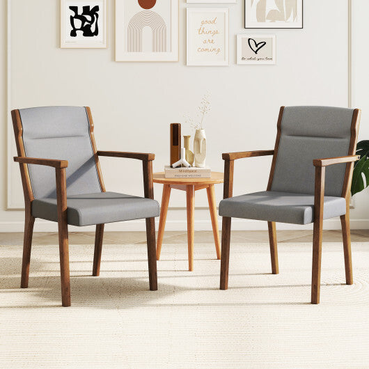 Upholstered Wooden Accent Chairs Set of 2 with High Back and Soft Cushion-Gray LuxuryLifeWay Online Store