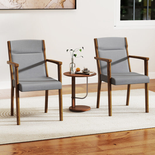 Upholstered Wooden Accent Chairs Set of 2 with High Back and Soft Cushion-Gray LuxuryLifeWay Online Store