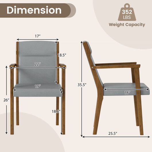 Upholstered Wooden Accent Chairs Set of 2 with High Back and Soft Cushion-Gray LuxuryLifeWay Online Store
