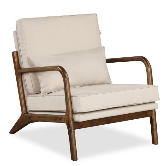 Modern Accent Chair with Rubber Wood Armrests and Removable Back-Gray LuxuryLifeWay Online Store