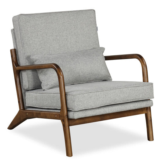 Modern Accent Chair with Rubber Wood Armrests and Removable Back-Gray LuxuryLifeWay Online Store