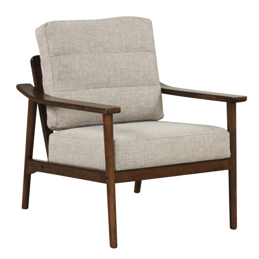 Modern Accent Chair with Rubber Wood Armrests and Legs for Living Room-Brown LuxuryLifeWay Online Store