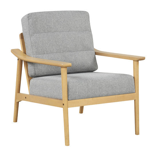 Modern Accent Chair with Rubber Wood Armrests and Legs for Living Room-Brown LuxuryLifeWay Online Store