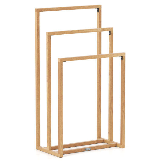 3-Tier Teak Wood Towel Rack with 3 Hanging Crossbars LuxuryLifeWay Online Store