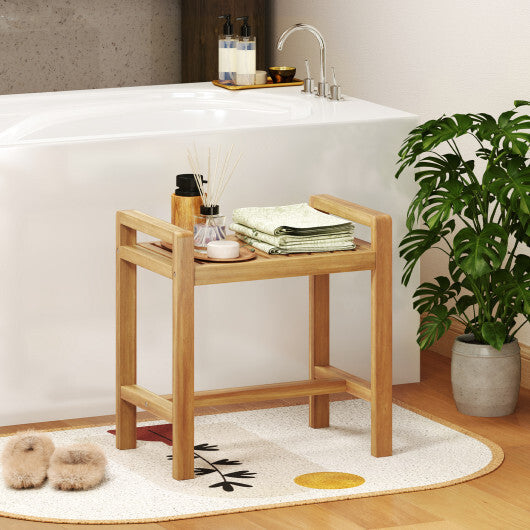 Teak Wood Shower Bench for Inside Shower Shaving Legs LuxuryLifeWay Online Store