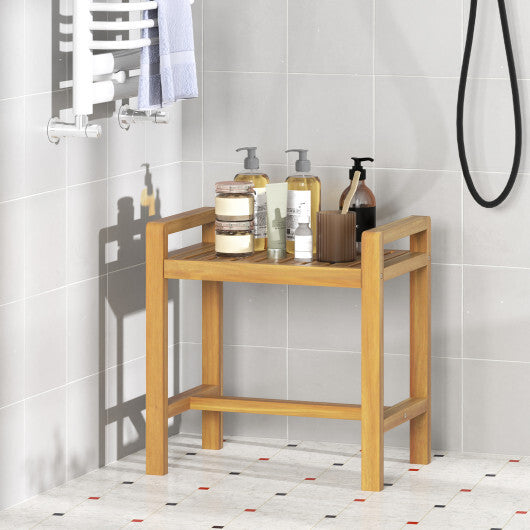 Teak Wood Shower Bench for Inside Shower Shaving Legs LuxuryLifeWay Online Store