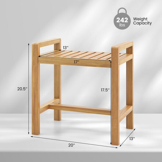 Teak Wood Shower Bench for Inside Shower Shaving Legs LuxuryLifeWay Online Store