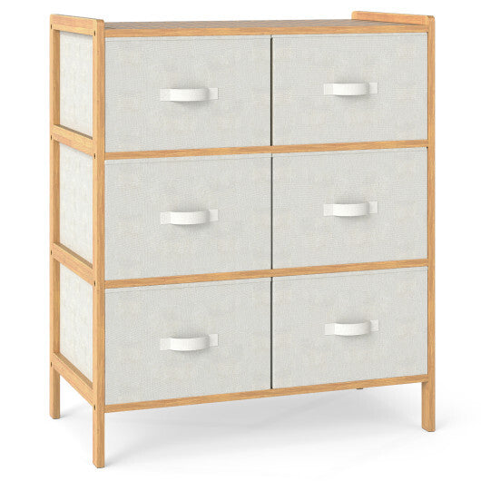 Fabric Dresser with 6 Drawers with 6 Folding Fabric Bins for Bedroom Living Room-Natural LuxuryLifeWay Online Store