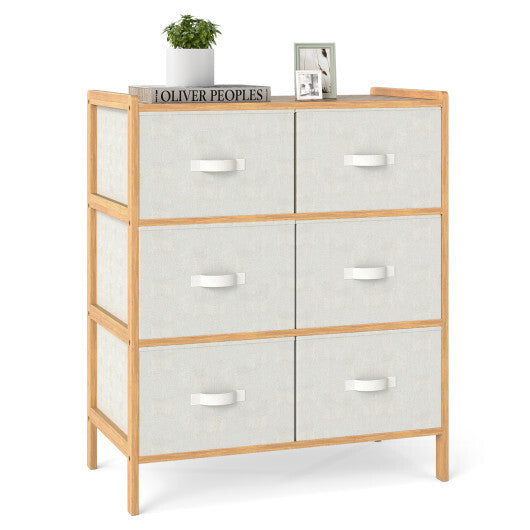 Fabric Dresser with 6 Drawers with 6 Folding Fabric Bins for Bedroom Living Room-Natural LuxuryLifeWay Online Store
