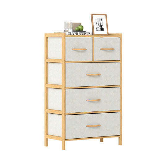 5-Drawer Dresser with Top Shelf for Bedroom-Natural
