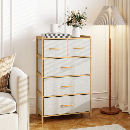 5-Drawer Dresser with Top Shelf for Bedroom-Natural