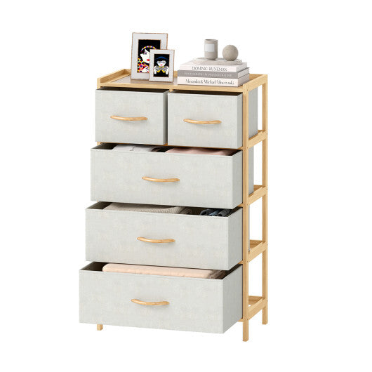 5-Drawer Dresser with Top Shelf for Bedroom-Natural